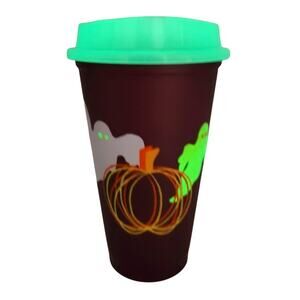 Starbucks NEW Haunted Ghost Tumbler, 16oz Glow inthe Dark Maroon Orange